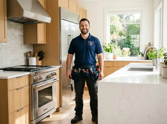 Appliance Repair Hero technician in a Ararat, VA kitchen after an appliance repair